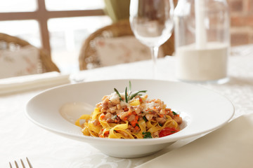 Tagliatelle pasta with parmesan and ragout