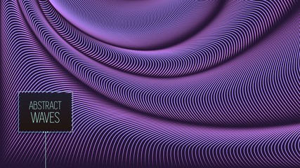Vector warped lines background. Flexible stripes twisted as silk forming volumetric folds. Fluent colorful stripes with variable width. Modern creative abstract background. © dmod