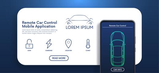 Mobile application development for remote car control and reporting the owners informations. Vector illustration concept
