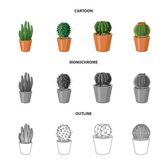 Vector design of cactus and pot symbol. Set of cactus and cacti vector icon for stock.