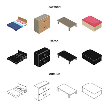 Vector illustration of bedroom and room icon. Collection of bedroom and furniture stock symbol for web.