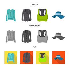 Fototapeta premium Vector design of woman and clothing sign. Collection of woman and wear vector icon for stock.