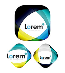 Set of geometric shape convergence logo design templates