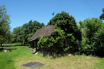 Typical wooden house in the village Krapje, Lonjsko Polje Nature park, Croatia 