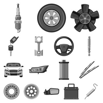 Vector illustration of auto and part symbol. Collection of auto and car stock vector illustration.