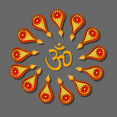 Happy Diwali greeting with diya or lights.