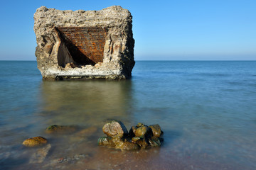 Ruins of bunker on the beach