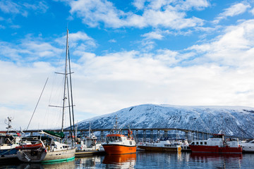 Tromso Port, Norway. View of Tromso port in bright daylight.