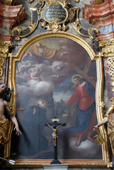 Fototapeta premium Saint Ignatius of Loyola, altarpiece in cathedral of Assumption in Varazdin, Croatia 