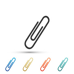 Paper clip icon isolated on white background. Set elements in colored icons. Flat design. Vector Illustration
