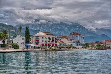 Fototapeta na wymiar town of Tivat from the sea