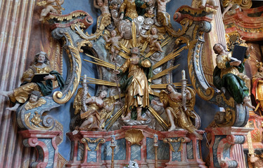 Fototapeta na wymiar Altar of Saint Joseph in the Baroque Church of Our Lady of the Snow in Belec, Croatia 