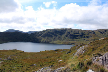 Fototapeta na wymiar Barley Lake Glengarriff near the Cork Kerry Mountains
