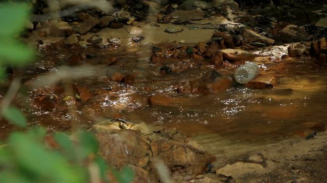 creek in the "devil's town" locality, Serbia red color cast both on water and the stones due high concentration of iron oxides