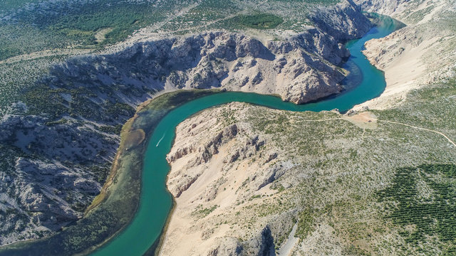 Zrmanja River in northern Dalmatia, Croatia is famous for its crystal clear waters and countless waterfalls surrounded by a deep canyon. This was a site of winnetou filming.