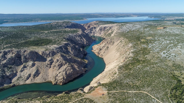 Zrmanja River in northern Dalmatia, Croatia is famous for its crystal clear waters and countless waterfalls surrounded by a deep canyon. This was a site of winnetou filming.