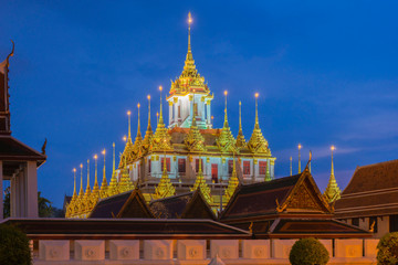 Naklejka premium Wat Ratchanaddaram and Loha Prasat Metal Palace in Bangkok ,Thailand