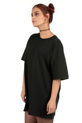 Fototapeta premium Blank t-shirt mock-up - Cool streetwear fashion girl ready for your design