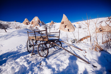 View of Valley in winter season, Cappadocia national park, Turkey