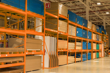 Warehouse with materials for construction