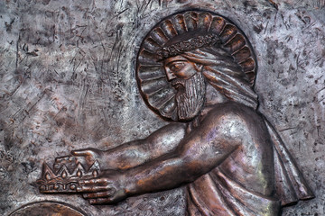 Jesus in heaven handing the crown to Joseph for his faithful service, Saint Joseph parish church in Varazdin, Croatia 