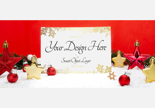 Holiday Card and Decorations Mockup