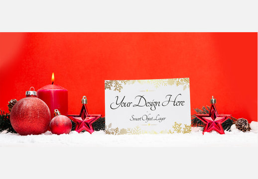 Holiday Card and Decorations Mockup
