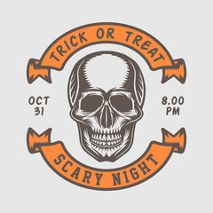 Vintage retro halloween logo, emblem, badge, label, mark, patche