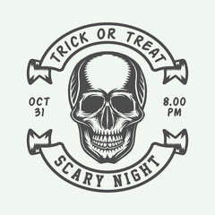 Vintage retro halloween logo, emblem, badge, label, mark, patche