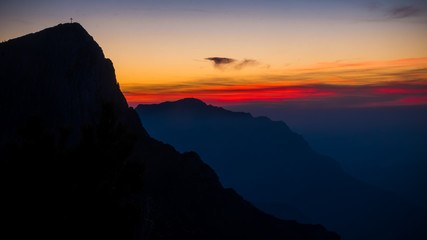 Beautiful alpine sunset at Feuerkogel summit-Ebensee-Salzburg-Austria