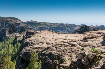 Tourists in the Nublo Rural Park, in the interior of the Gran Canaria Island, Tejeda, Canary Islands, Spain, on February 18, 2017