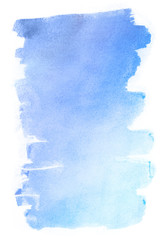 watercolor stain blue with jagged edges vertical for a postcard with space for text and design