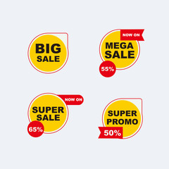 Sale banner collection, discount tag, big sale, mega sale. Website stickers on abstract background, web page design. Vector illustration, eps10.
