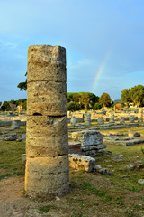 Paestum capaccio Italy The ancient ruins of remains of religious buildings of the ancient Greek...