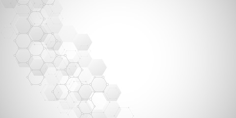 Molecular structure and chemical elements. Abstract molecules background. Science and digital technology concept. Vector illustration for scientific or technological design.