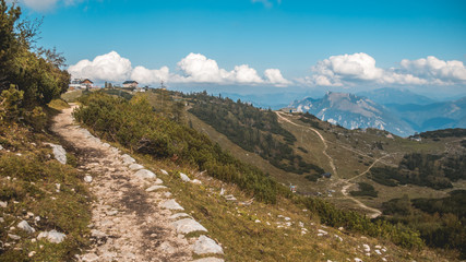 Naklejka na ściany i meble Beautiful alpine view at Feuerkogel summit -Ebensee - Salzburg - Austria