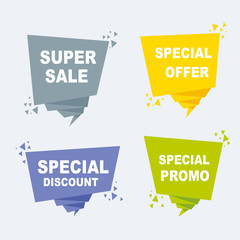 Sale banner collection, discount tag, big sale, mega sale. Website stickers on abstract background, web page design. Vector illustration, eps10.