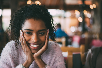 Happy beautiful black woman