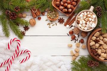 Ingredients for spicy hot chocolate or coffee