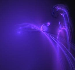 Purple blured glowing fractal background. Fantasy fractal texture. Digital art. 3D rendering. Computer generated image.