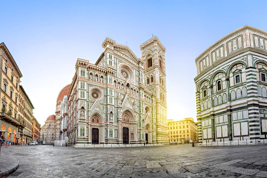 Florence on surise. View of Cathedral of Santa Maria del Fiore, Italy