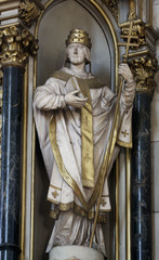 Saint Fabian, the statue on the altar of St. Jerome in Zagreb cathedral dedicated to the Assumption of Mary 