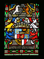 Coat of arms of Countess Telleki, stained glass in Zagreb cathedral dedicated to the Assumption of Mary 
