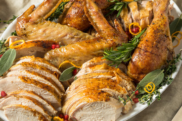 Roasted Cut Up Turkey Platter For Thanksgiving