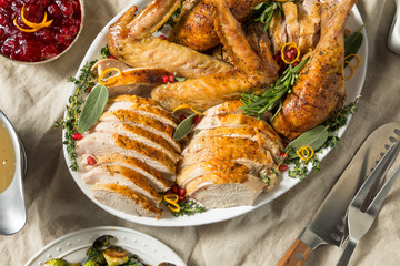 Roasted Cut Up Turkey Platter For Thanksgiving