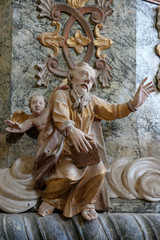 Obraz premium Saint Luke the Evangelist, pulpit in the chapel of St. Wolfgang in Vukovoj, Croatia 