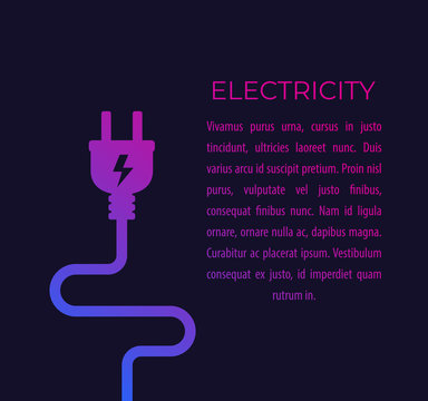 electricity illustration with electric plug, vector