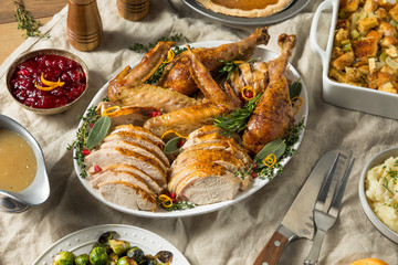Roasted Cut Up Turkey Platter For Thanksgiving