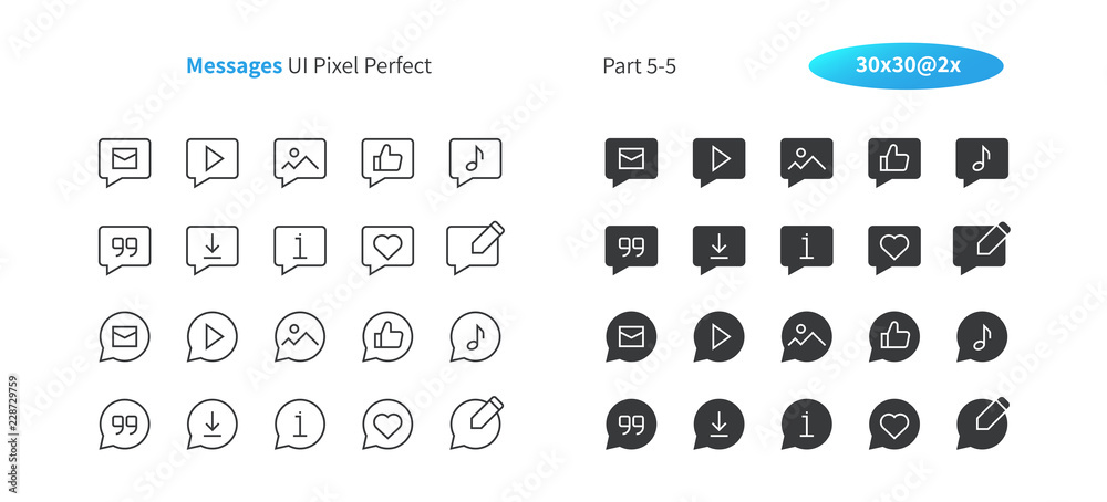 Poster messages ui pixel perfect well-crafted vector thin line and solid icons 30 2x grid for web graphics 