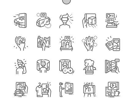 Augmented Reality Well-crafted Pixel Perfect Vector Thin Line Icons 30 2x Grid for Web Graphics and Apps. Simple Minimal Pictogram